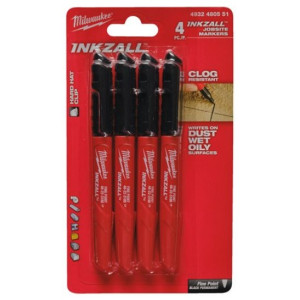 Набір маркерів для будмайданчика INKZALL MILWAUKEE, тонких чорних, (4шт)