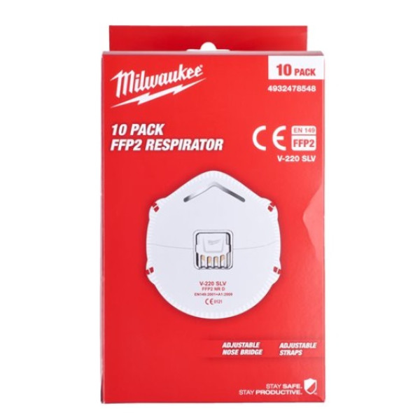 Респіратор MILWAUKEE, FFP2 з клапаном, (10шт)