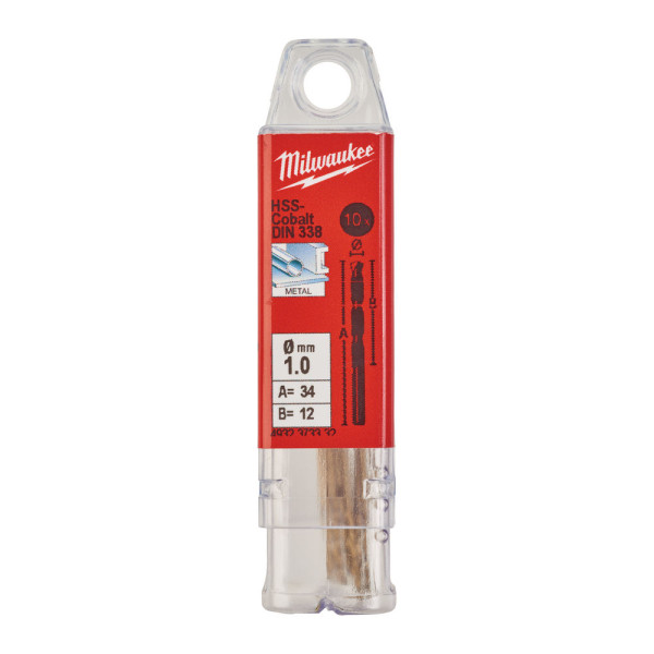 Свердло по металу HSS-Co MILWAUKEE DIN338, діаметр 1,0х34х12мм, (10шт) Свердло по металу HSS-Co MILWAUKEE DIN338, діаметр 1,0х34х12мм, (10шт)